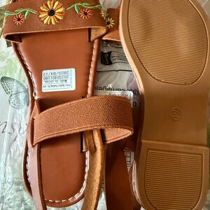 Embroidered Brown Sandals